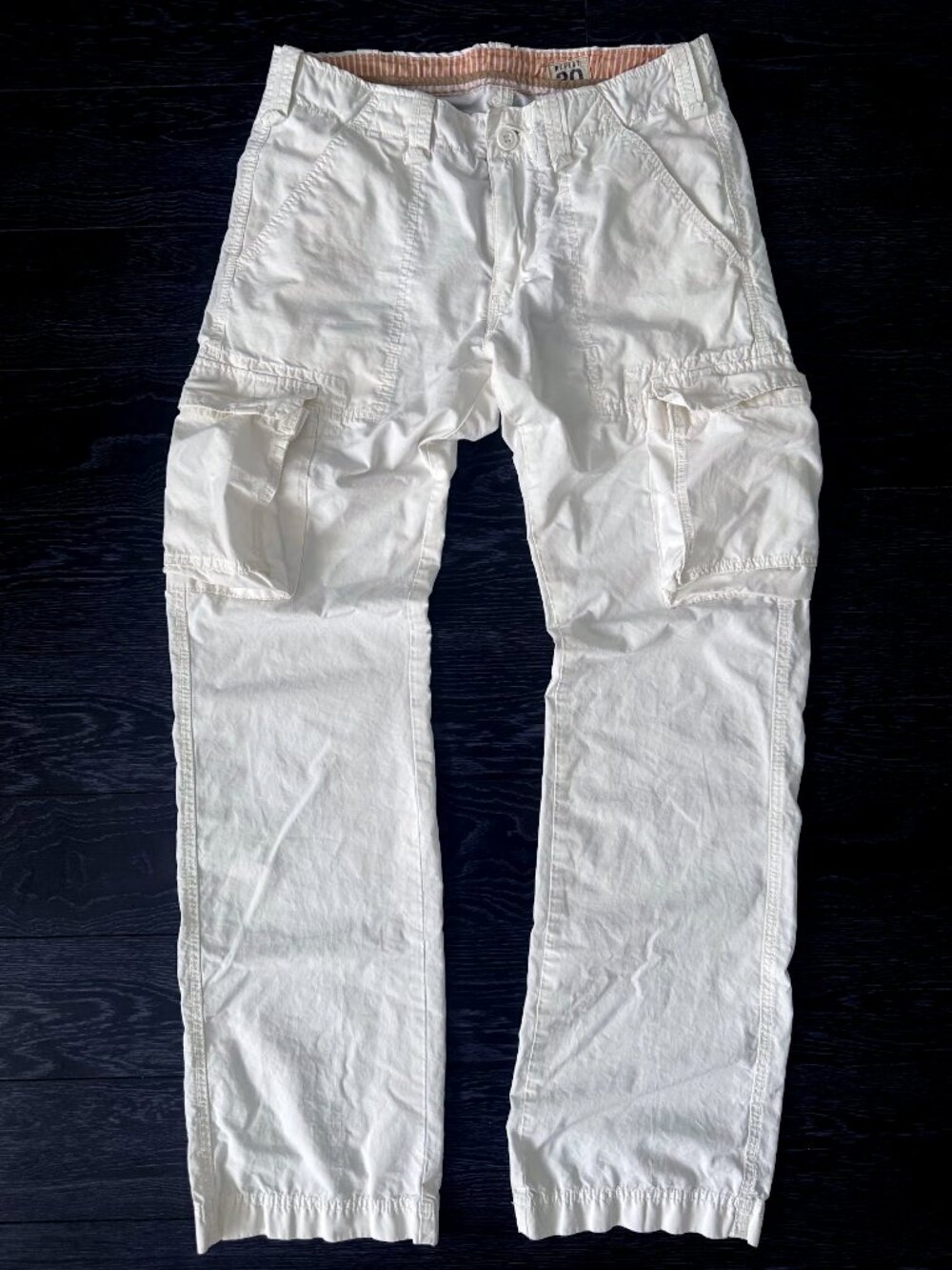 Replay Jeans Mens White Cargo Pants Y2K White Lightweight 30 - Picture 2 of 5